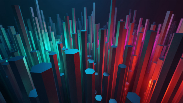 Colorful abstract hexagons lines volumetric free wallpaper - medium preview image