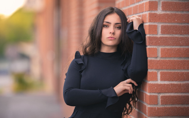 Elina karimova brick wall portrait #2 free wallpaper - medium preview image