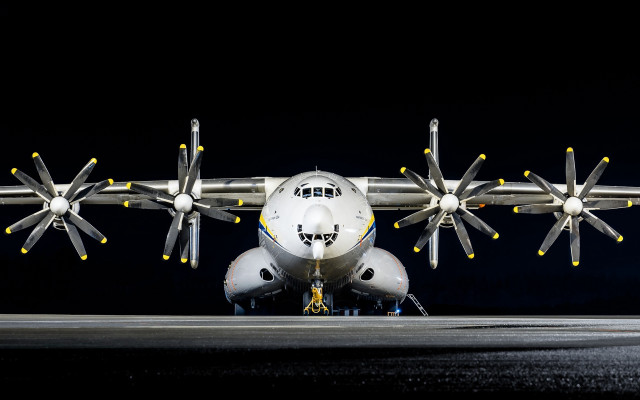 Airplane runway night lights propeller free wallpaper - medium preview image