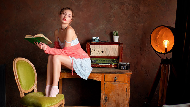 Woman reading chair room ankazhuravleva free wallpaper - medium preview image