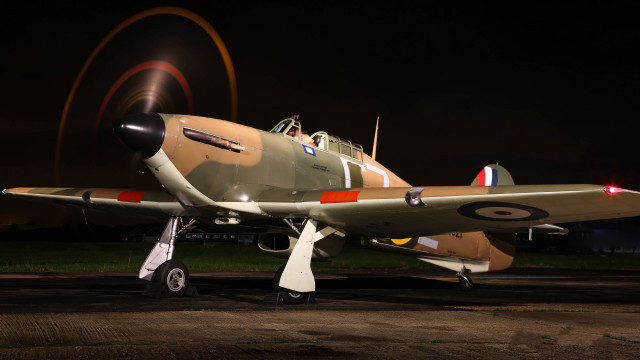 Small airplane runway night art free wallpaper - medium preview image