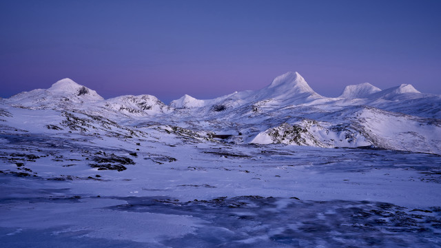 Snowy mountains dusk purple sky free wallpaper - medium preview image
