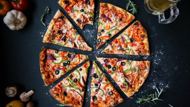 Pizza slice missing table vegetables free wallpaper - medium preview image
