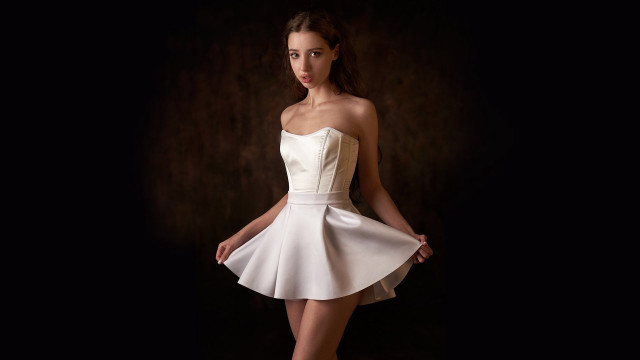 Woman white dress portrait brown free wallpaper - medium preview image