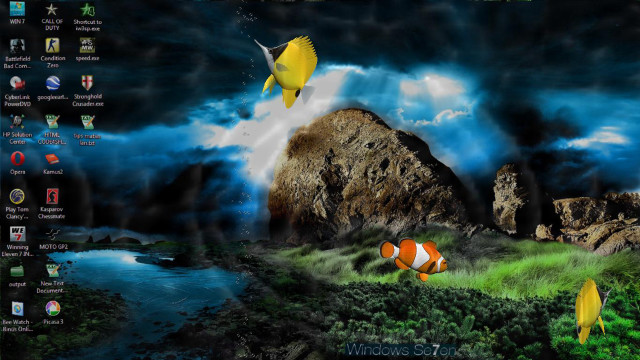 Desktop fish painting mountain clouds free wallpaper - medium preview image
