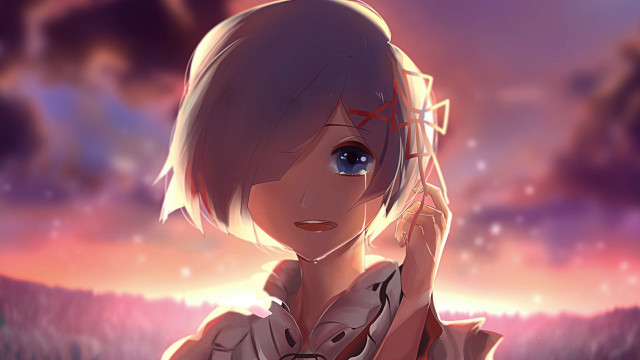 Celestial blue hair tears sky free wallpaper - medium preview image