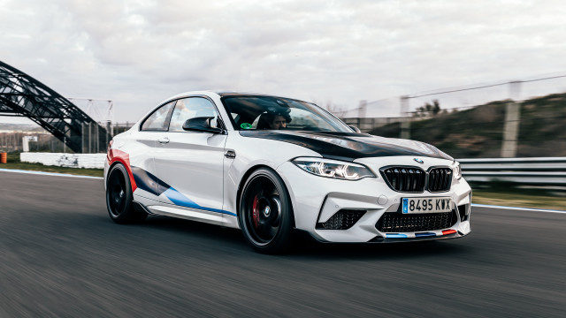 White bmw driving bridge sky free wallpaper - medium preview image