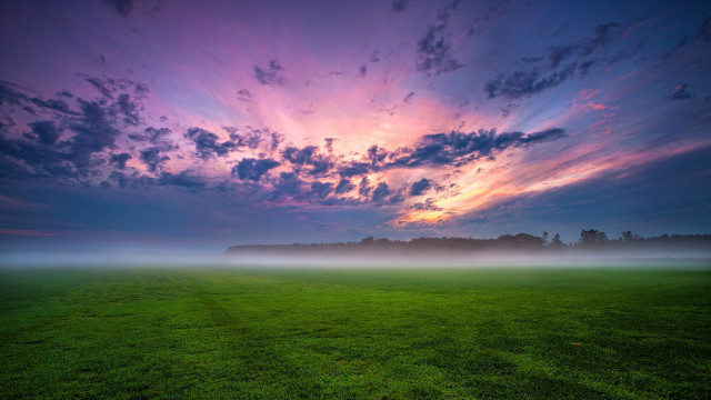Mystical cloudy sky green field free wallpaper - medium preview image