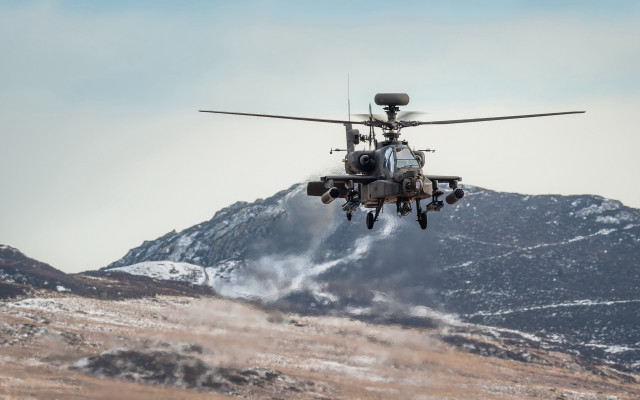 Helicopter mountain sky clouds lake free wallpaper - medium preview image