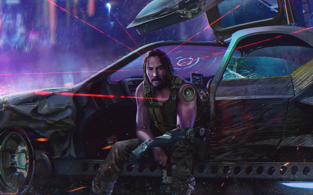 Sci fi man car cyberpunk free wallpaper - medium preview image