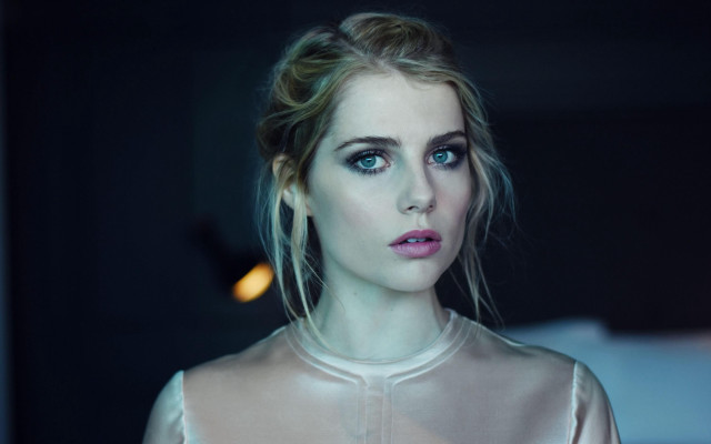 Woman blue eyes white dress free wallpaper - medium preview image