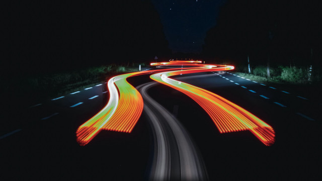 Highway night long exposure car free wallpaper - medium preview image