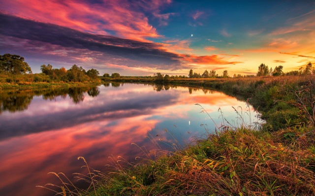 Sunset river colorful sky landsape free wallpaper - medium preview image