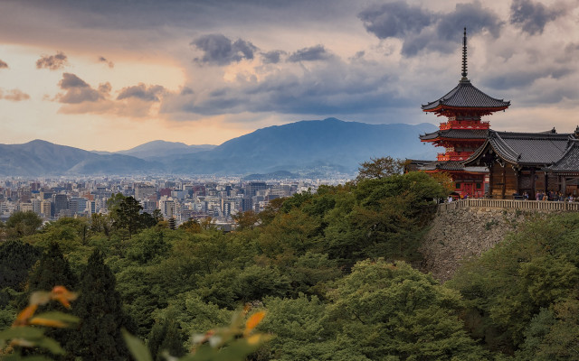 Pagoda hill city clouds mountains free wallpaper - medium preview image