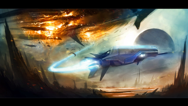 Space ship fire explosion mass free wallpaper - medium preview image