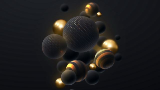 Floating balls black background gold free wallpaper - medium preview image