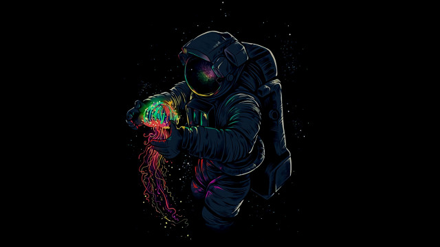 Space astronaut jellyfish aurora galaxy free wallpaper - medium preview image