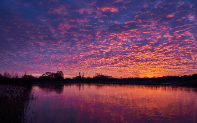 Sunset lake purple sky clouds free wallpaper - medium preview image