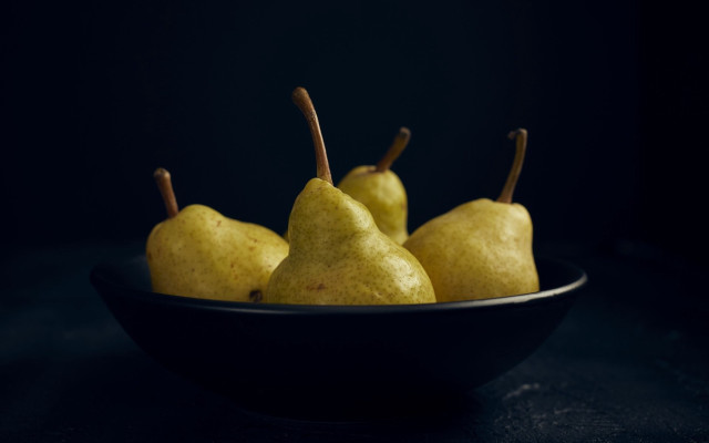 Pears bowl blacktable darkbackground postminimalism free wallpaper - medium preview image