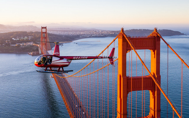 Helicopter golden gate tilt shift free wallpaper - medium preview image