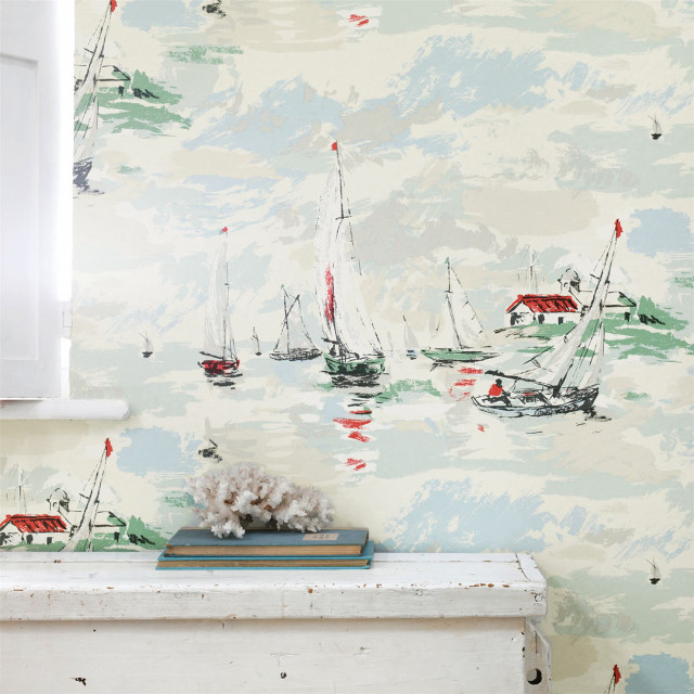 Wall painting boats window sill free wallpaper - medium preview image