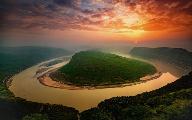 River valley mountains sunset cloudy #2 free wallpaper - medium preview image