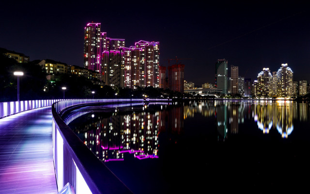 City skyline night bridge river #22 free wallpaper - medium preview image
