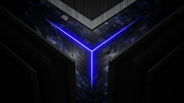 Dark room bright blue light free wallpaper - medium preview image