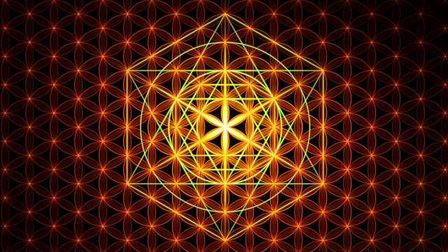 Golden flower life circles stars free wallpaper - medium preview image