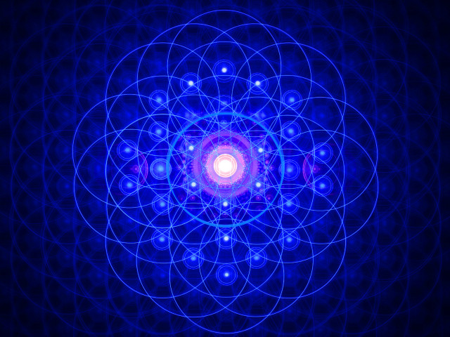 Blue flower red center light free wallpaper - medium preview image