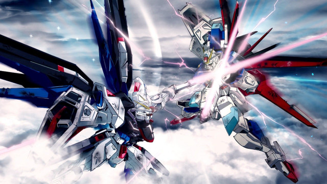 Robots fighting clouds sky lightning free wallpaper - medium preview image