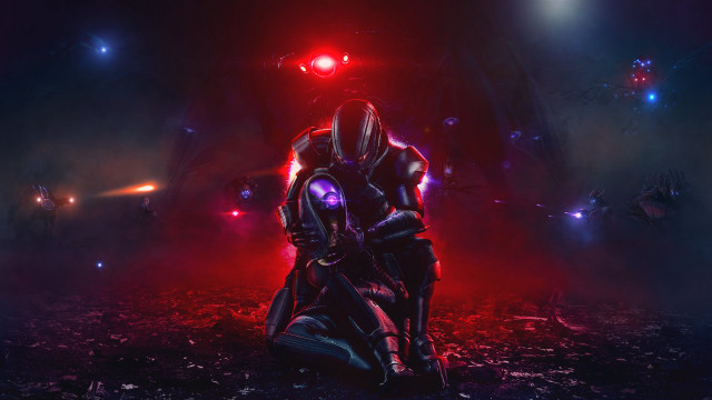 Futuristic man rock red lights free wallpaper for desktop - medium preview image