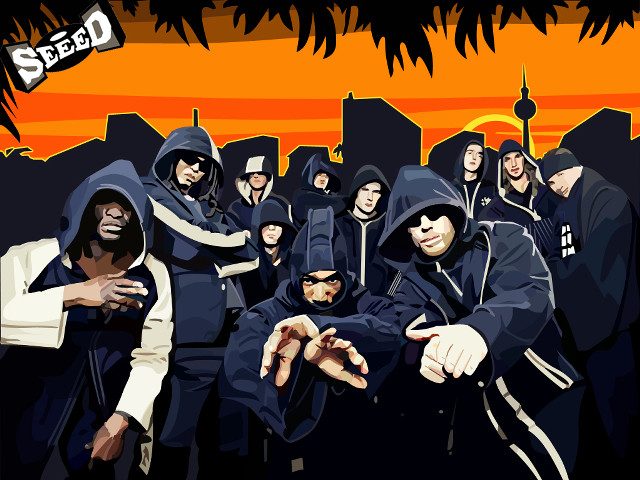 Group people hooded jackets sunset free wallpaper - medium preview image