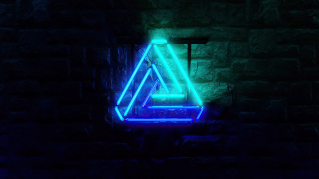 Neon hologram girl brick wall free wallpaper - medium preview image
