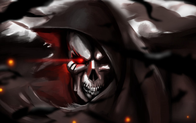 Skull red light hooded cloak free wallpaper - medium preview image