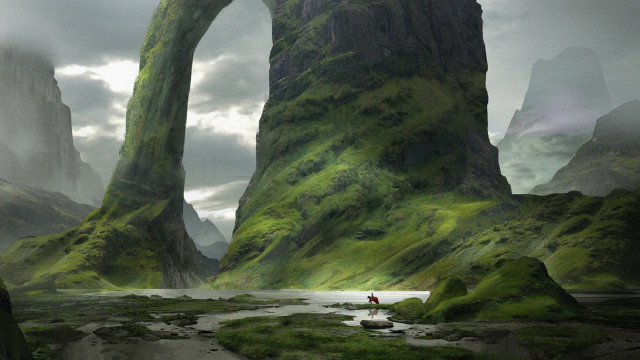 River man arch rock fantasy free wallpaper - medium preview image