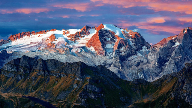 Mountain range pink sky clouds #7 free wallpaper - medium preview image
