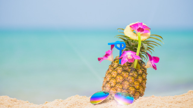 Pineapple sunglasses flower beach ocean free wallpaper - medium preview image
