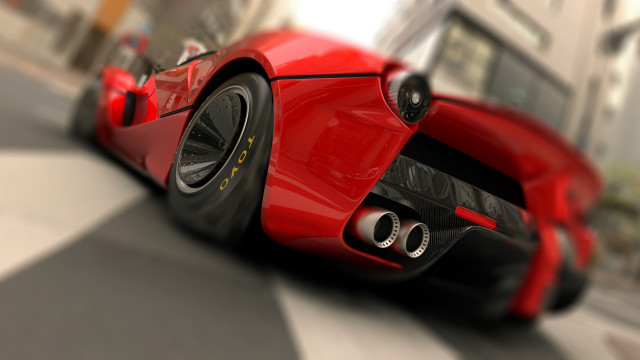 Red sports car clock tower free wallpaper - medium preview image