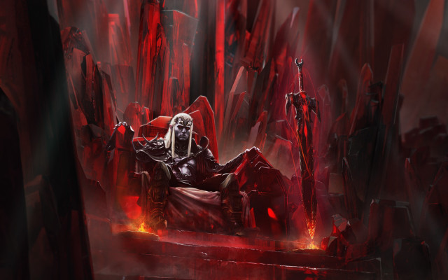 Demonic throne room red glowing free wallpaper - medium preview image