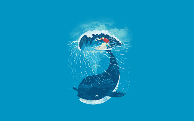 Whale red fish ocean wave free wallpaper - medium preview image