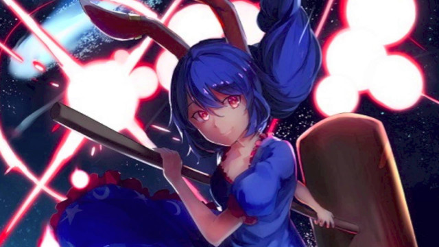 Blue haired girl with planet free wallpaper - medium preview image
