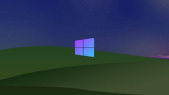 Computer screen hill night stars free wallpaper - medium preview image