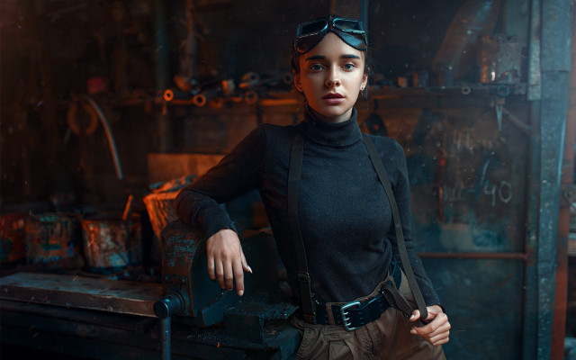 Elina karimova steampunk artnouveau goggles free wallpaper - medium preview image