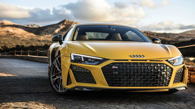 Yellow sports car mountains clouds #2 free wallpaper - medium preview image