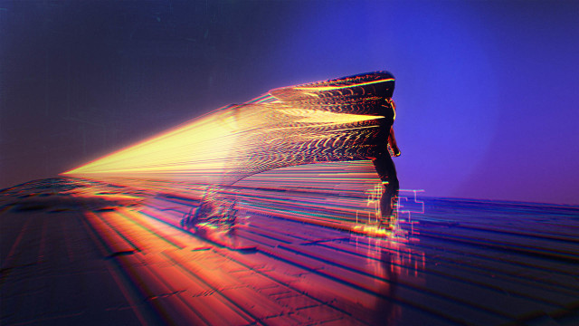 Futuristic platform bright light cyberpunk free wallpaper - medium preview image