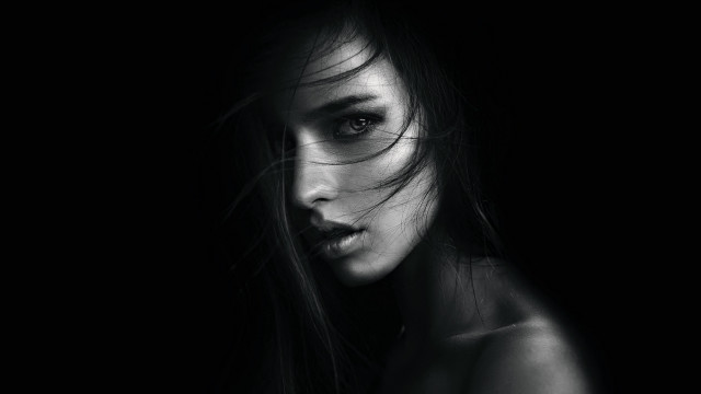 Woman long hair black background #4 free wallpaper - medium preview image