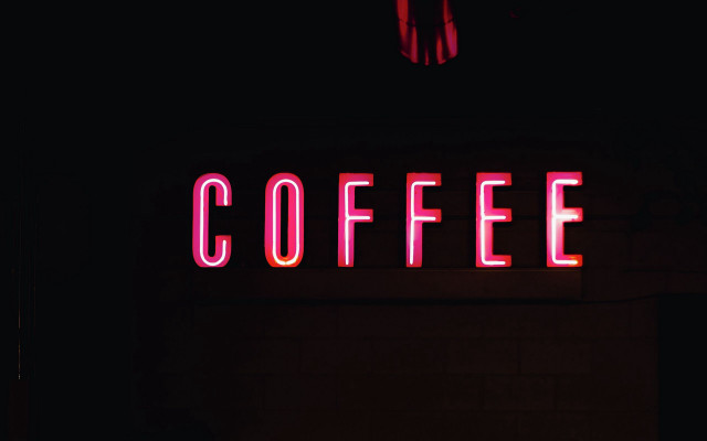 Neon coffee clock red light free wallpaper - medium preview image