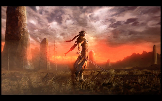 Woman field sword sky clouds #2 free wallpaper - medium preview image