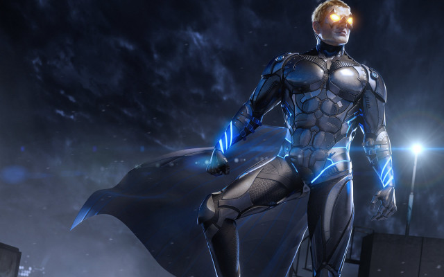 Futuristic cyborg man glowing light free wallpaper - medium preview image